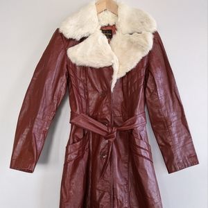 Vintage 1970s leather & fur coat